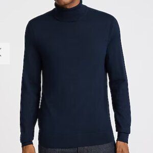 Express MerinoTouch Turtleneck Sweater, Merino Wool Blend, Navy - Mens Medium